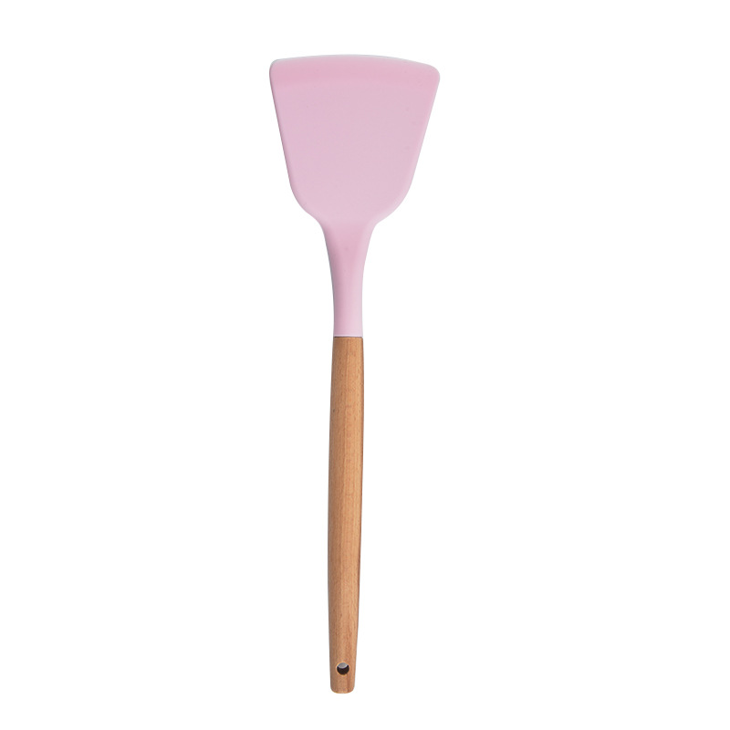 Wooden handle silicone small dense shovel baking shovel