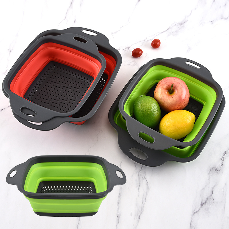 Silicone drainage basket for washing vegetables and fruits