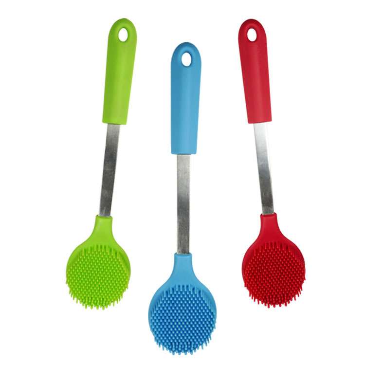 Long handled silicone dishwasher brush